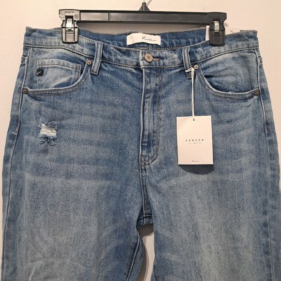 Kancan Distressed Straight Leg Streetwear Boho Jeans Size 31 NWT Lightwash Blue - Picture 10 of 14